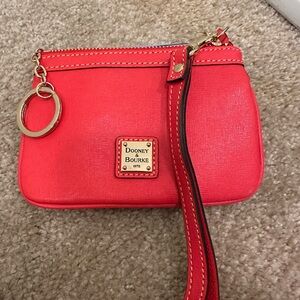 Dooney & Bourke Red Wristlet with Gold Accents